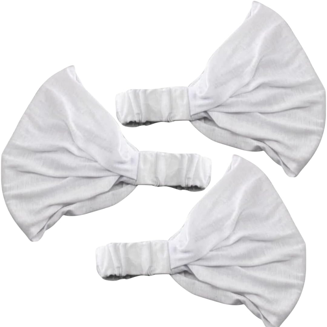 NARAMAKI Bandana/diademas para el pelo – Color liso de algodón – Función 3 en 1 con banda elástica – Accesorios de playa mar y piscina (3 blancas)