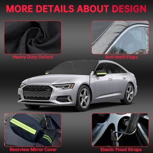 Image of Car Windshield Cover for Ice and Snow, Car Window Cover for Car Windshield, Frost Guard Windshield Car Cover for Snow, Car Window Covers Windshield Snow Guard, Black