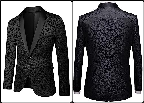Mens 2 Piece Floral Tuxedo Jacket Paisley Shawl Lapel Suit Blazer Jacket for Dinner,Prom,Wedding4