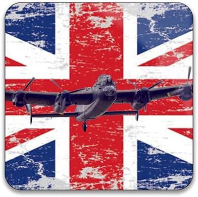 WW2 Avro Lancaster Bomber RAF On Union Jack - Pack of 10 Square Stickers - 55mm x 55mm