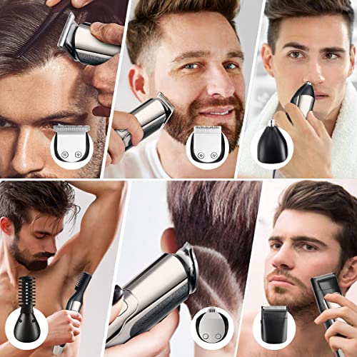 Beard Trimmer For Men Electric Hair Clipper Cordless Mens Grooming 6 In 1 Kit, Hair Trimmer & Mustache Trimmer & Nose Hair Trimmer& Foil Trimmer With Blade Waterproof Usb Rechargeable & Led Display… #TOP1