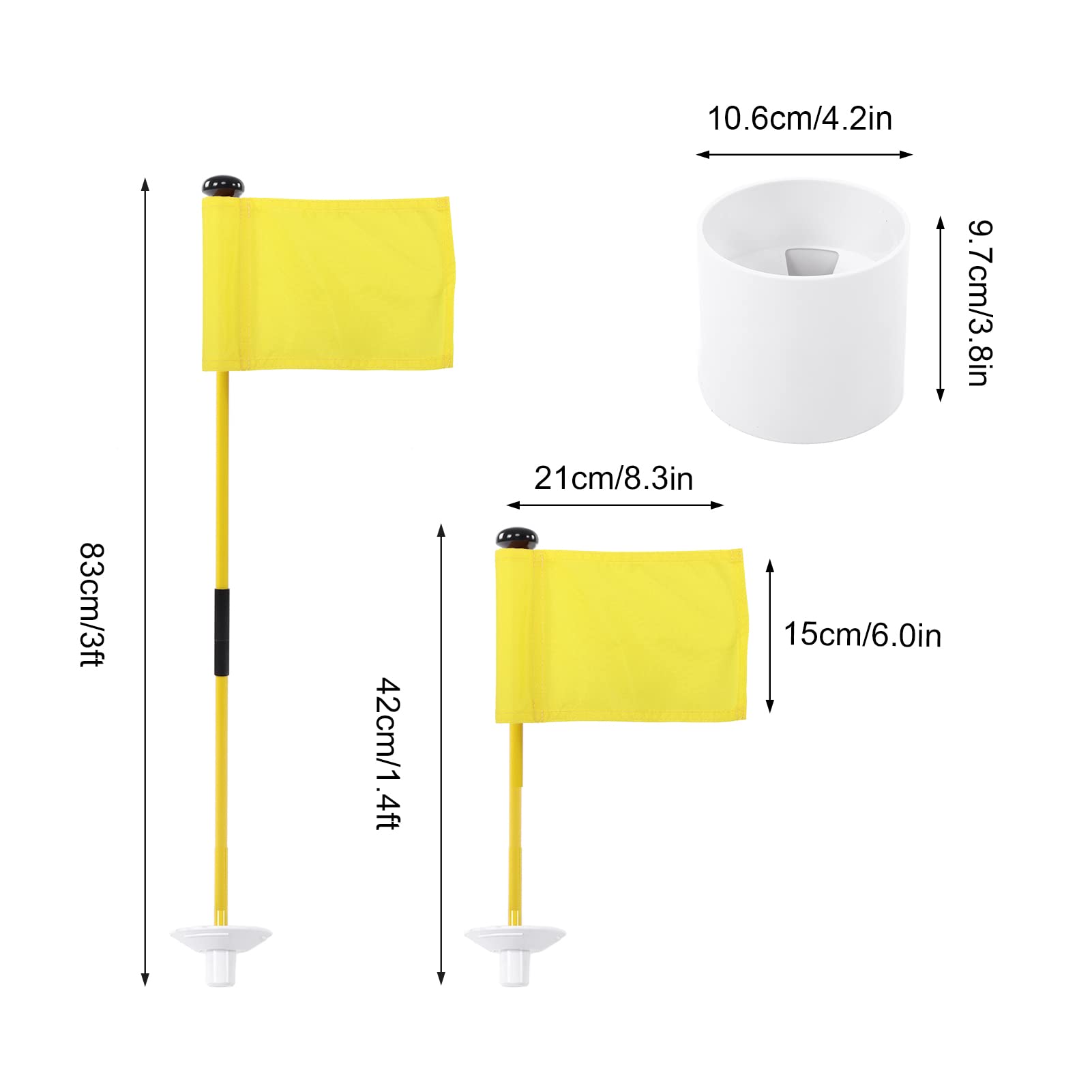 POENVFPO Abnehmbare -Loch-Pole-Cup-Flagge, Langlebiger Nylon-Glasfaser-Kunststoff für das Übungs-Putting-Green Im Innen- und Außenbereich