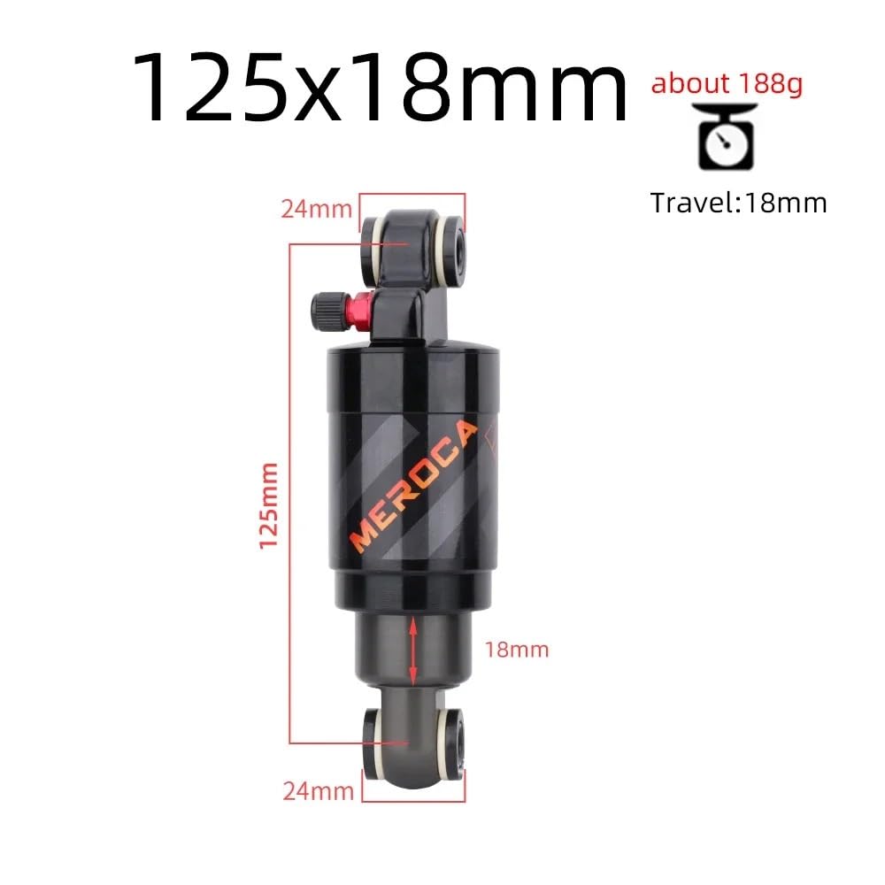 Amortiguador Bicicleta Amortiguador de aire for bicicleta montaña, 125 mm, 150, 165, 190 y 200, aleación, for plegable(190mm)