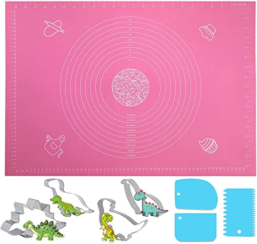 Tapete De Silicona, Gyvazla 60 X 40Cm Antiadherente Tapetes Para Hornear Con 4Pcs Moldes De Galletas, 3Pcs Raspadores, Amasar Tartas Tapetes Para Pasta, Pizza, Torta, Fondant, Resistente Al Calor