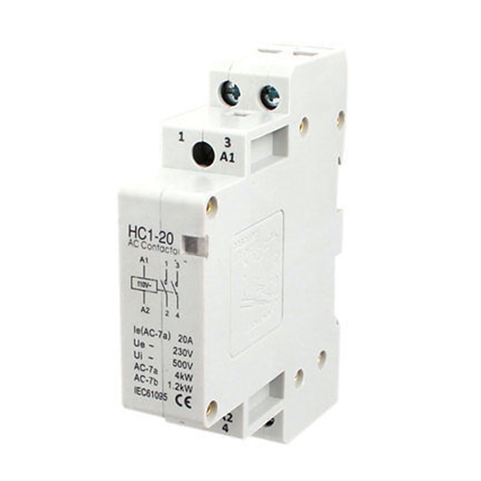 Contacteur CA bipolaire rail DIN avec commande 110V pour circuit 20A