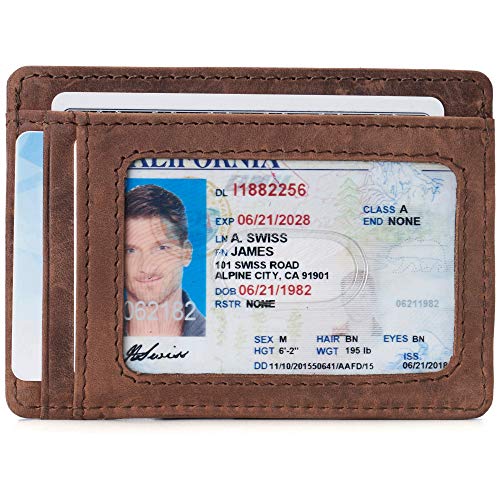 Image of Alpine Swiss RFID Dermot Money Clip Front Pocket Wallet For Men Leather Hampton Collection Nubuck Tan