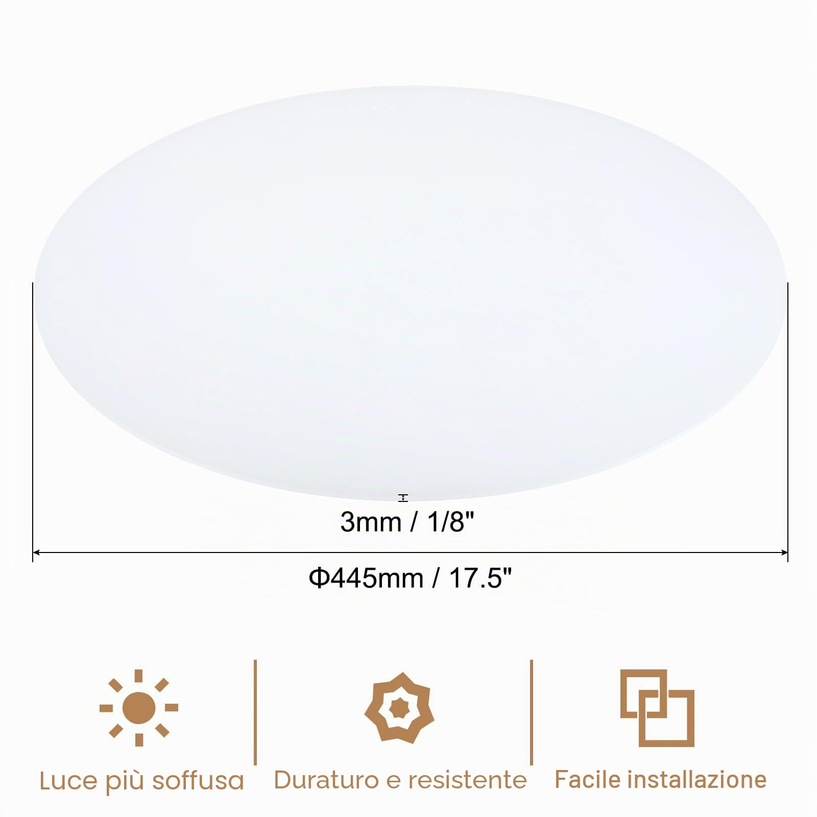 PATIKIL Paralume Diffusore 17.5" Diametro Rotondo Fai da Te Bianco | Adatto 18-20" Aperture Smerigliate, per Tamburo Paralumi Lampade Pendenti