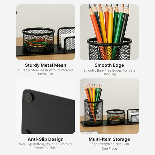 Image of The Better Home Iron Mesh Desk Organizer | Multi-Purpose Rust-Free | Home & Office | Includes Pen /Pencil Holder | Metal Mesh Design | 1 Pack