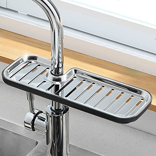 DINSOAVR Grifo de esponja para jabón, escurridor, estante de almacenamiento ajustable, soporte de drenaje para cocina, baño