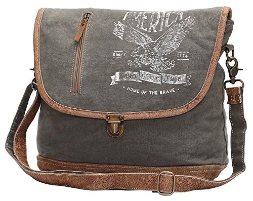 Myra Bags Bald Eagle Upcycled Canvas Messenger Bag S-0959