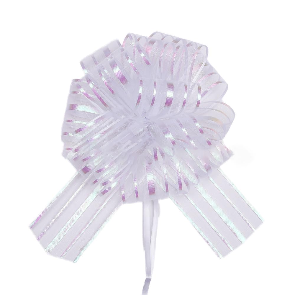 50 fiocchi regalo, grande fiocco, con nastro regalo, fiocco decorativo per il fai da te, decorazione per auto, matrimoni, feste, regali, colore bianco