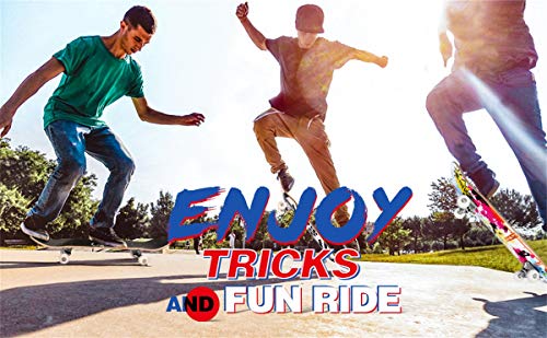 Beleev Skateboards For Beginners, 31 Inch Complete Skateboard For Kids Teens Adults, 7 Layer Canadian Maple Double Kick Deck Concave Cruiser Trick Skateboard (Yellow) #TOP7