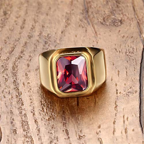 Men's Stainless Steel Gold/Silver/Black Plated Ring with Square Gemstone Multicolor Stone3