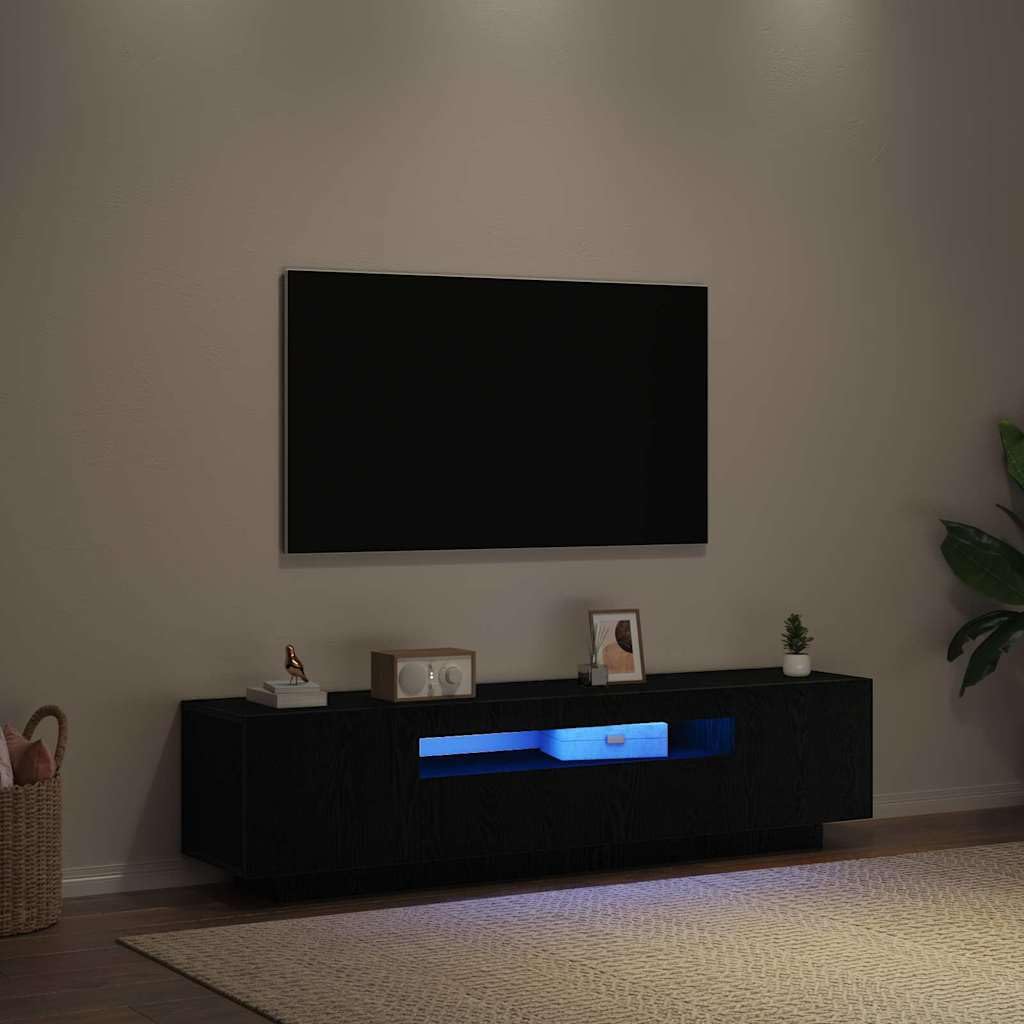 TV-Schrank Schwarz 160x35x40 cm, Holzwerkstoff, Modernes Media-Center mit Stauraum für Wohnzimmer, Schlafzimmer, Elegantes Design