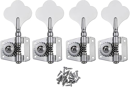 FLEOR Cromado 4L Vintage Open Gear Bass Tuners Tuning Keys Pegs Cabeza de máquina para Precison Jazz Bass Guitar Part