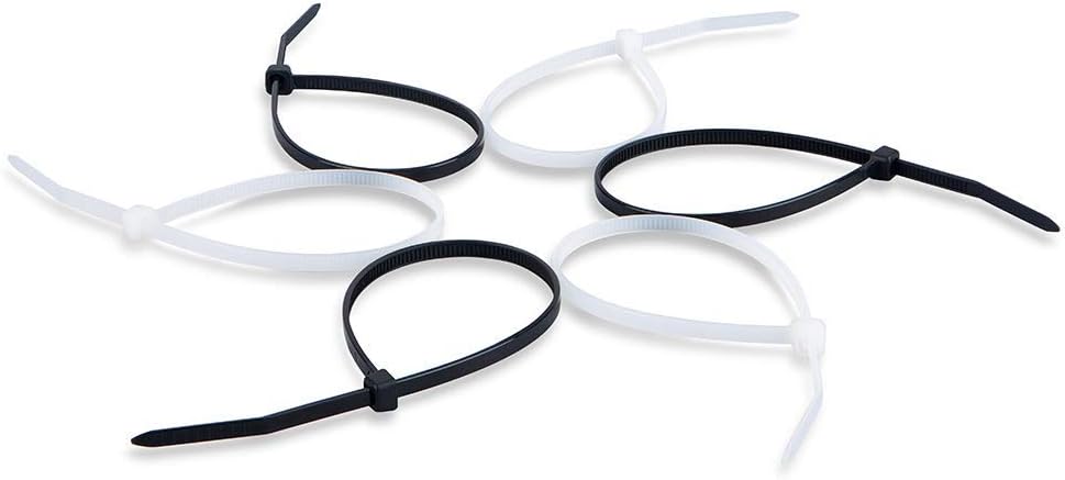 STAR SUNLITE Zip Ties, 300pcs Self-Locking 6+8+12-Inch Nylon Cable Ties, Heavy Duty and Heat Resistant Tie Wraps, Perfect for Home, Office, Garage and Workshop, Black&White