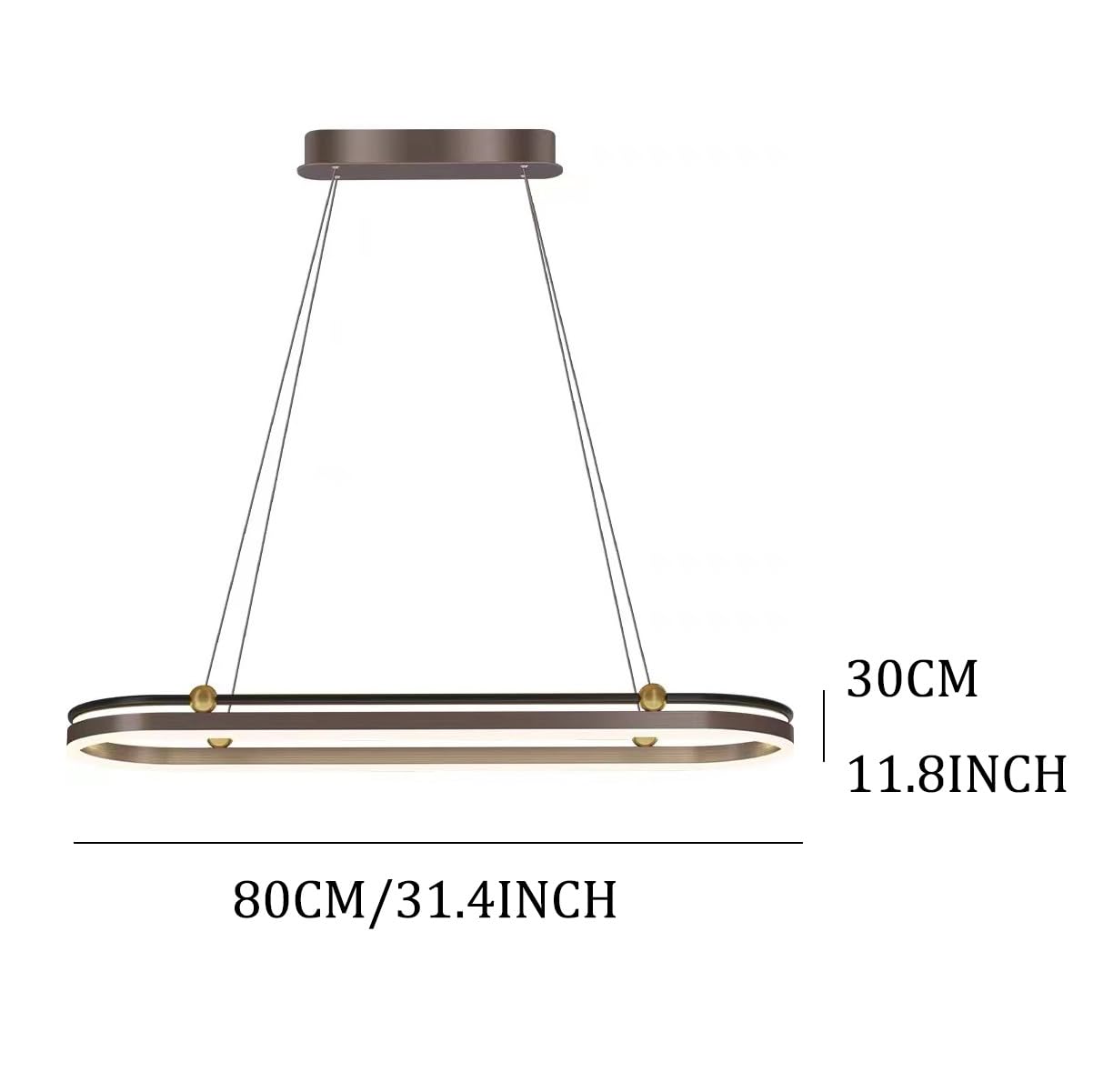 Lampadario rettangolare ad anello a LED per tavolo da pranzo Lampadario circolare di metà secolo 3000K Lampada a sospensione lineare in acrilico nero oro bronzo per isola cucina Soggiorno Hotel Foyer