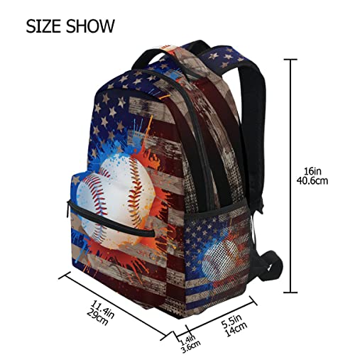 Fisyme American Flag Baseball Backpack Laptop Bag Daypack Travel Hiking School Backpacks For Men Women Kids Girls Boys #TOP1