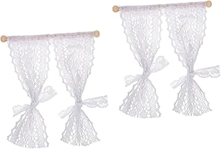 Kisangel 2 Pçs Cortinas De Casa De Bonecas Acessórios Para Móveis De Casa De Bonecas Brinquedos De Madeira Para Casa De Bonecas Acessório De Janela Para Casa De Bonecas Mini Cortina De