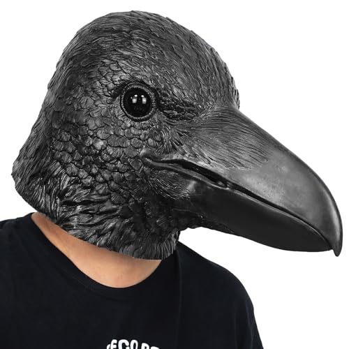 SANZHIGUO Raven Mask Black Crow Full Head Mask Bird Halloween Cosplay Party Costume