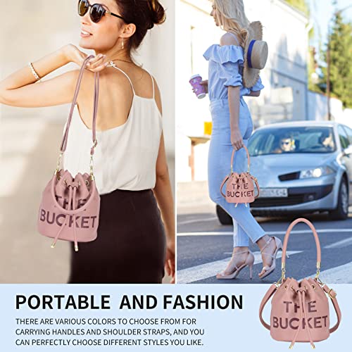 Image of JQAliMOVV Mini Leather Bucket Bags for Women Drawstring Bucket Purse Crossbody Handbags Hobo Bag