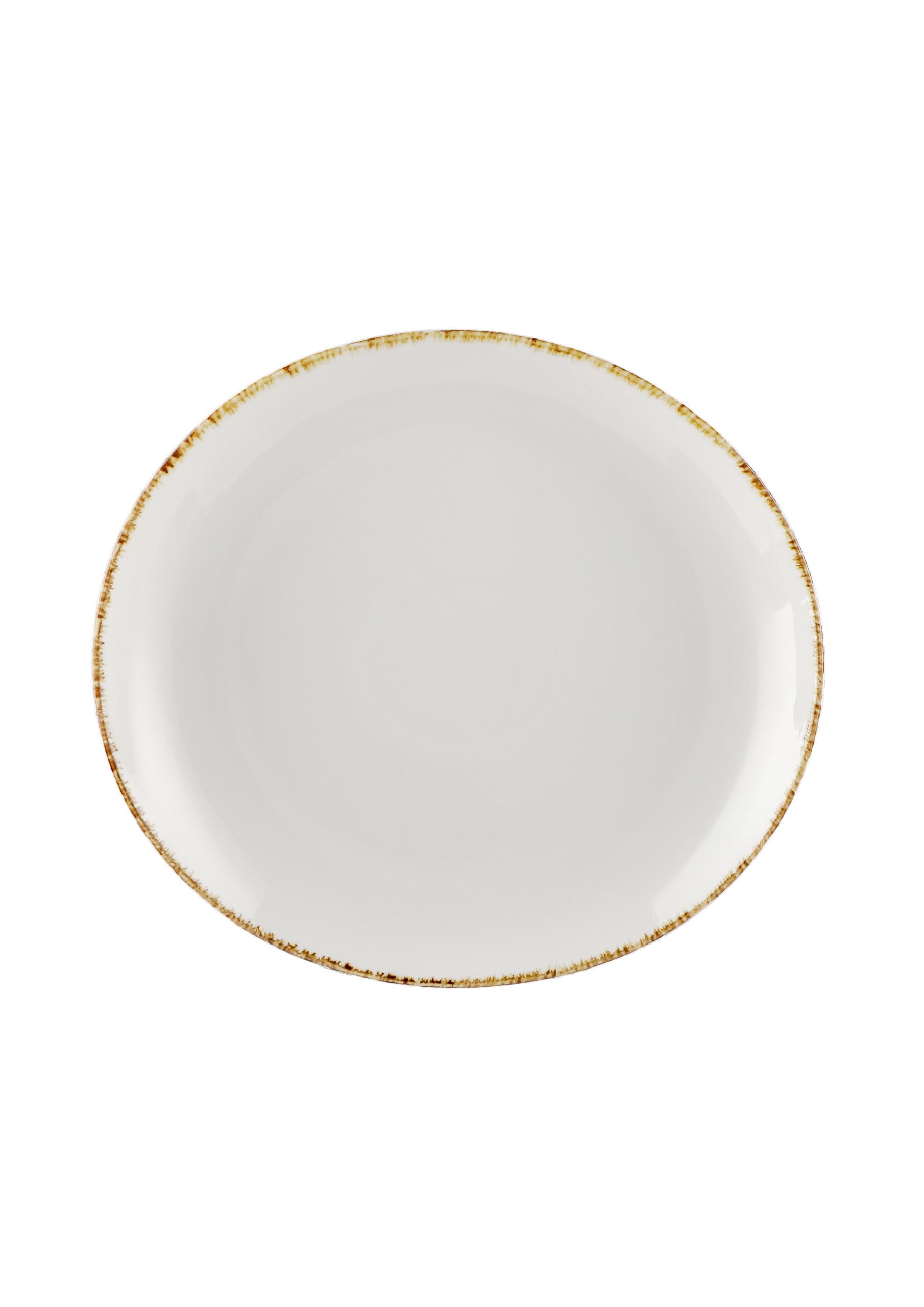 METRO Professional Plato Llano Ateo, Porcelana, 30,3 cm, Beige con Borde Marrón, Apto para Microondas y Lavavajillas, 4 Unidades