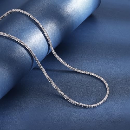 Gemsme 18K White/Yellow Gold Plated 2.0mm Round Cubic Zirconia Classic Tennis Necklace For Women (16-22 Inch)3