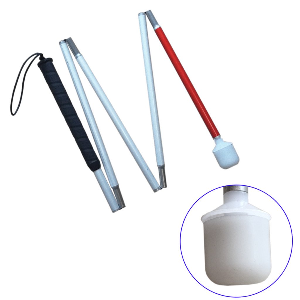 Bastón Plegable de Aluminio (5 Secciones con Bola giratoria con rodamiento (105 cm (41,3 Pulgadas) - Negro Mango)