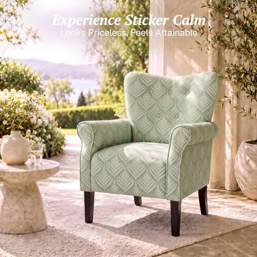 Image of BELLEZE Set of 2 Upholstered Accent Chair - Frond Green