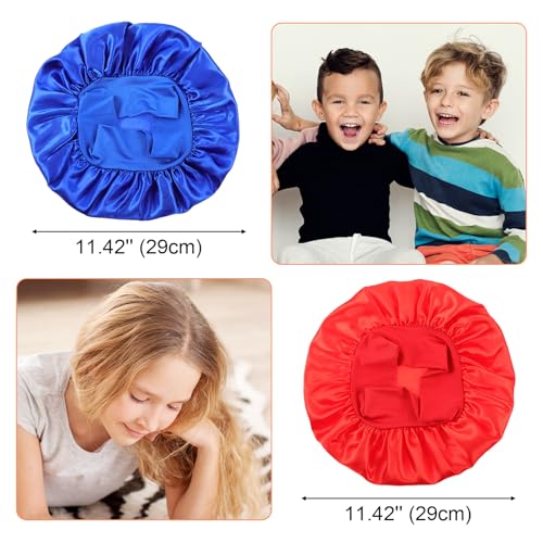 3 Pcs Satin Kid Bonnets Child Sleeping Cap Girl Silk Sleeping Hat Boy Elastic Wide Band Bonnet Soft Breathable Sleep Cap Colorful Night Hats for Children Natural Long Short Hair Overnight2