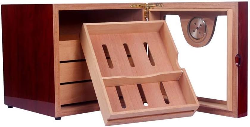 4 Drawers High Glossy Finish Wooden Cigar Cabinet Humidor Storage Box Electronic Hygrometer Humidors