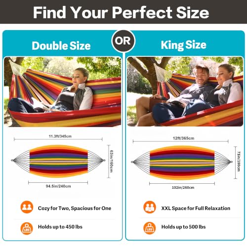 Image of Brazilian Double Hammock with Tree Straps, King Size, 500 lbs Capacity