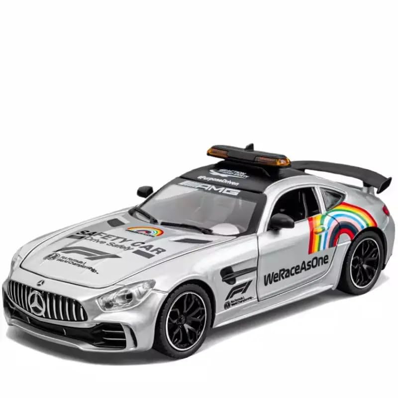Image of Alokik Enterprise Compatible for 1:24 Marcedes Safety Car F1 Toy Car Model, Diecast Collectible Pull Back Model Car with Sound and Light, Toy Gift Vehicles for Adults Kids Boys Girls【Silver】
