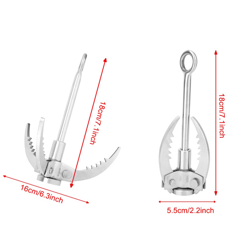 Pilipane Foldable Stainless Steel Outdoor Climbing Survival 3 Claws Carabiner Hook Multipurpose Tool for Outdoor Adventures and Disaster Relief Durable Reliable Safe Material 18cm