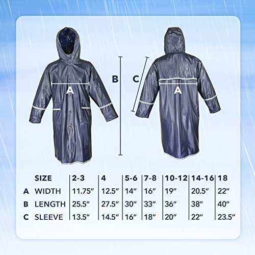 M&S Gifts Casaco De Chuva Infantil À Prova D'Água Com Refletor - Casaco De Chuva Premium Junior - M