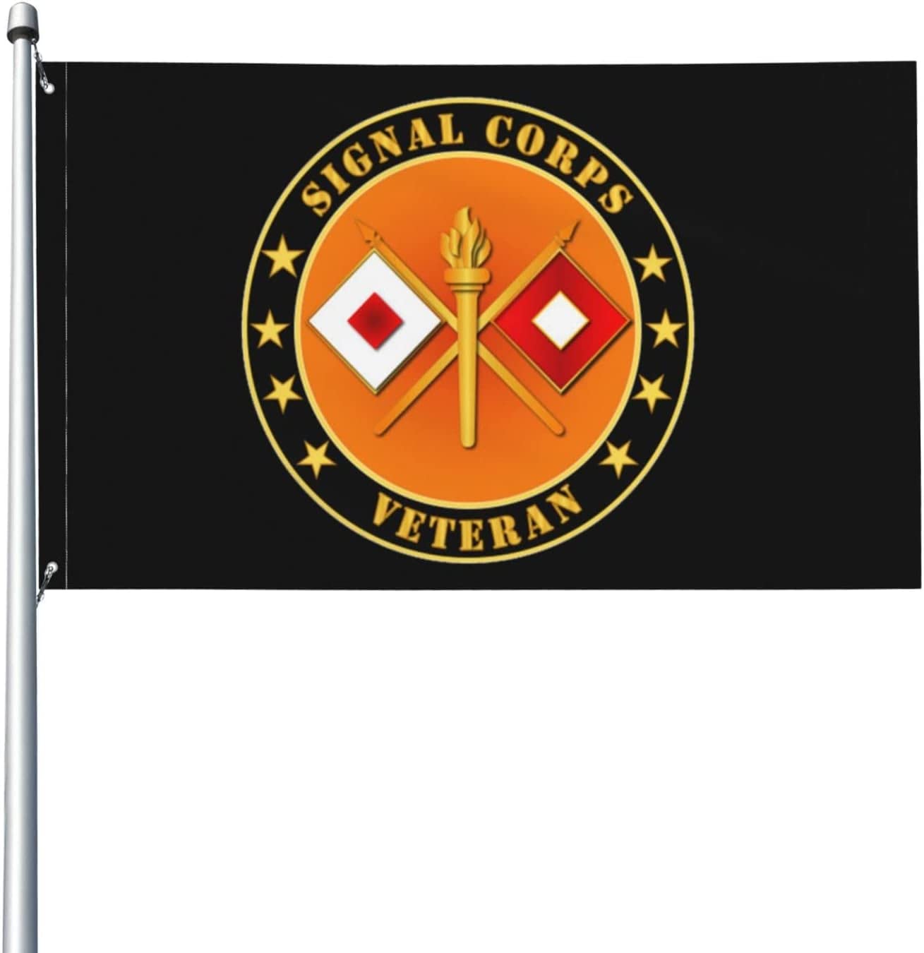 Army Signal Corps Flag 3x5 Ft Garden Yard Party Flags Home Decor Banner Double Stitched Quality Polyester Fade Resistant Uv Flag for Outdoor and Indoor
