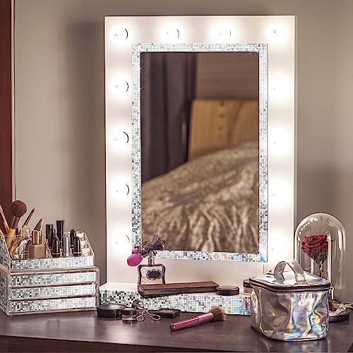 NiArt 10200 Stück Selbstklebende Mosaikfliesen-Spiegelfliesen, 3mm x 3mm Mini Quadratische Glasspiegel Spiegel Mosaikfliesen, Ideal für DIY-Kunst, Diskokugeln, Spiegelrahmen und Dekoration（6 Rollen ）