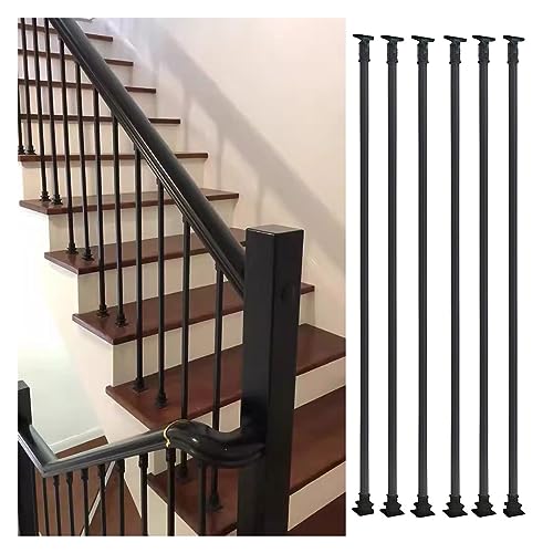 Poteaux de garde-corps en fer forgé noir de 100 cm avec connecteurs réglables d'angle lot de 6