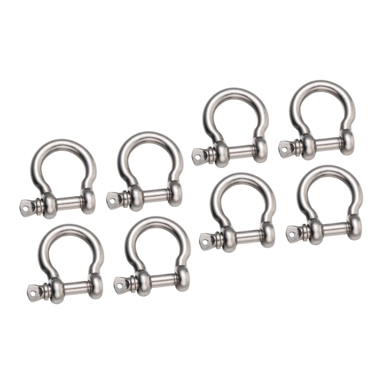 Beatifufu 2sets D-Ring Shackle Metal Shackles Lock Horseshoe Shape Steel Lifting Marine Hooks 4pcs*2