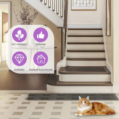 OCEANPAX 12 Pack 16 x 8 Inch Cat Scat Mat with Spikes Outdoor Strips Digging Stopper Cat Spike Mat - Thumbnail 6
