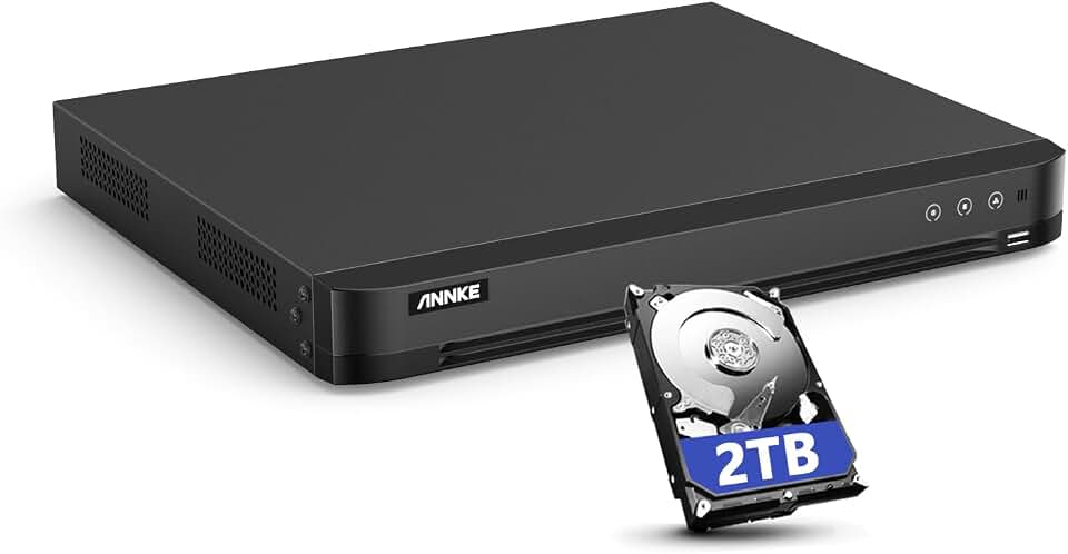 ANNKE 4K 16CH DVR for Security Camera, H.265+ 16 Channel Hybrid 5-in-1 Surveillance Digital Video Recorder, AI Human/Vehicle Detection, Compatible with Alexa, Easy Remote Access, 2TB Hard Drive Disk Global Recycled Standard
