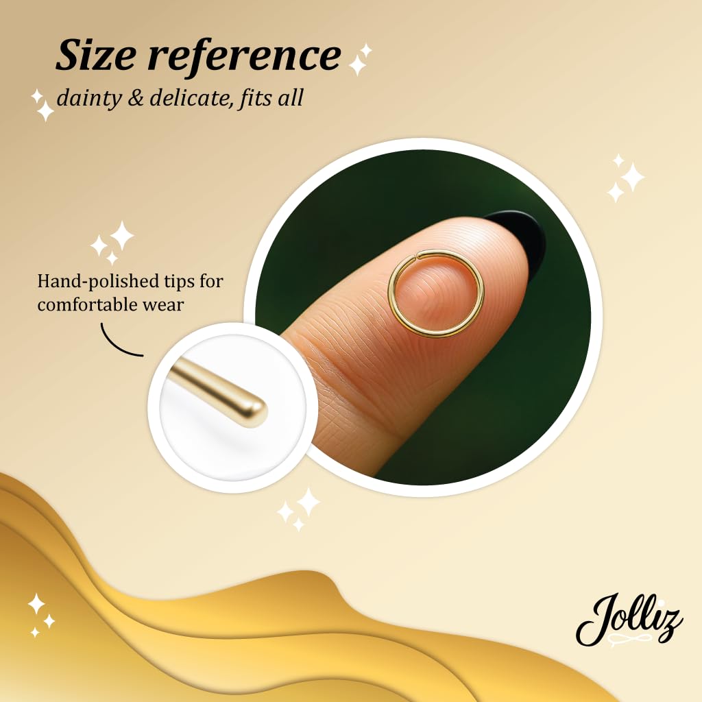 Jolliz Nose Ring - 14k Gold Filled 18 Gauge Gold Nose Hoops for Women- Small Dainty Hypoallergenic Nose Hoop Piercing Jewelry For Women - Hoop Nose Rings For Women - Gift Wrapped