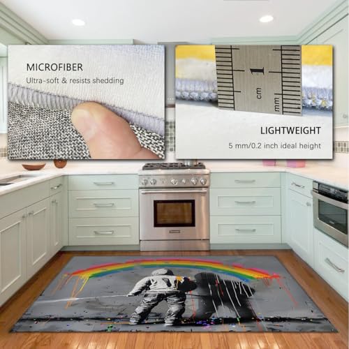 Tapis pour salon Urban Graffiti grand format 80x150cm déco Banksy multicolore