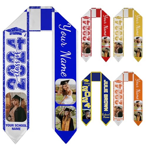 Artsadd Custom Graduation Stole Class of 2025 Personalized Photo Name School Name Graduation Stole
