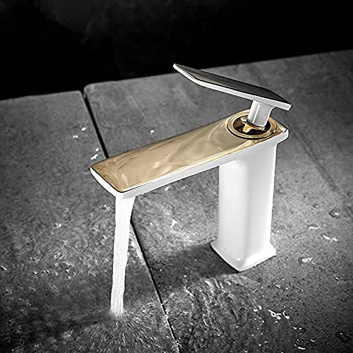 Robinet d'évier en laiton massif blanc, mitigeur haut de gamme pour lavabo