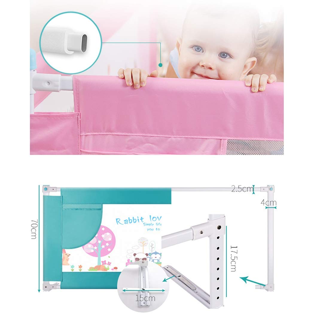 Barandilla de Cama Plegable Vertical anticaídas, Barrera de Seguridad Universal para niños (1,8 Pulgadas) (Color: Verde, tamaño: 180 cm, 1 Unidad)