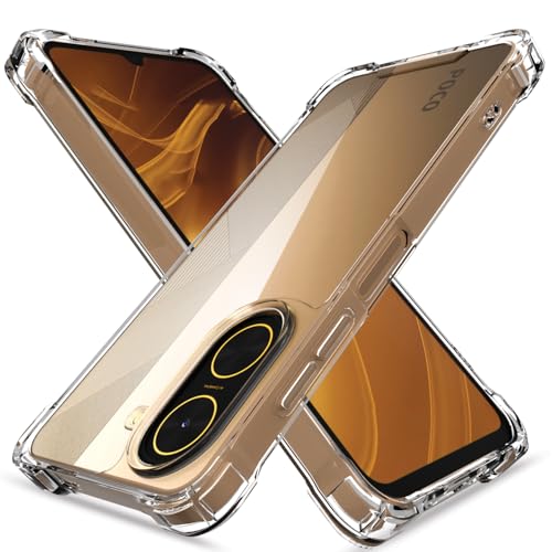 Image of Outlouders Back Cover for Poco C71 / Redmi A5 Clear Transparent PC + TPU Bumper Case with Raised Edges for Shockproof Protection (Transparent)