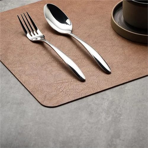 Set de table en cuir solide et imperméable marron café résistant à la chaleur pour bol - 7