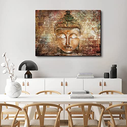 Buddha Canvas Wall Art Zen Home Decor Vintage Gold Buddha Paintings For Buddhist Living Room Bedroom Decorations 24X36” Abstract Buddha Statue Picture Spiritual Posters For Yoga Room Artwork #TOP1