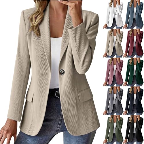 HUIFUAO Cord-Blazer für Damen, Übergröße, leichte Anzugjacke,...